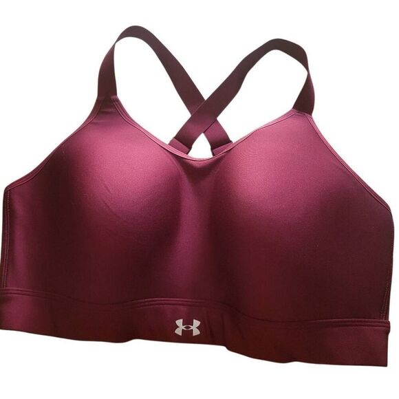 Under Armour Sports Bra Women's 1X Burgundy Continuum High Impact Racerback - Picture 2 of 6